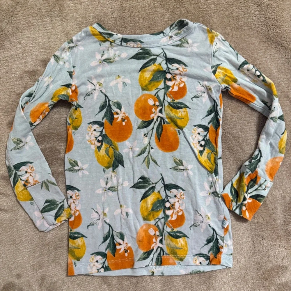 Posh Peanut 3T Pajama Set Citrus Orange Lemon Bamboo Viscose Long Sleeve PJ Set